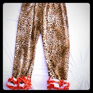 Fabulous Cheetah Stretch Pants W/Orange Ruffle